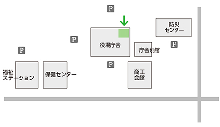 竜王町役場総合庁舎。宿直室地図